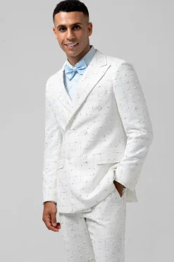 White Peak Lapel 2 Pieces Double Breasted Men's Prom Suits