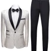White Shawl Lapel Jacquard Prom Men's 2 Pieces Suits