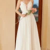 White Spaghetti Straps Simple Wedding Dress