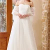 White Tulle Off Shoulder Wedding Dress